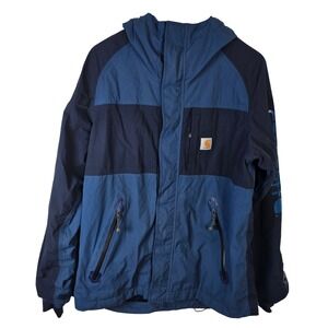 Carhartt Men's Angler Colorblock Hooded Jacket Navy Blue Size M Regular